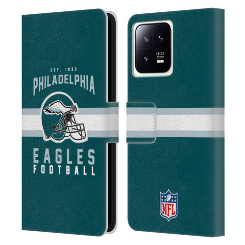 NFL Philadelphia Eagles Graphics Helmet Typography Leather Book Wallet Case Cover For Xiaomi 13 5G