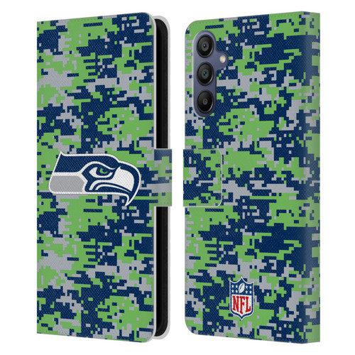 NFL Seattle Seahawks Graphics Digital Camouflage Leather Book Wallet Case Cover For Samsung Galaxy A15