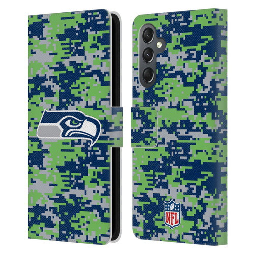 NFL Seattle Seahawks Graphics Digital Camouflage Leather Book Wallet Case Cover For Samsung Galaxy A25 5G