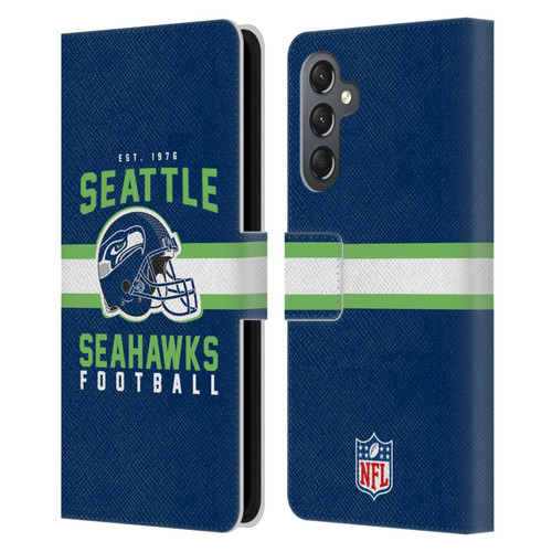 NFL Seattle Seahawks Graphics Helmet Typography Leather Book Wallet Case Cover For Samsung Galaxy A25 5G