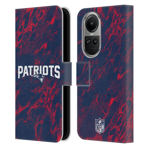NFL New England Patriots Graphics Coloured Marble Leather Book Wallet Case Cover For OPPO Reno10 5G / Reno10 Pro 5G