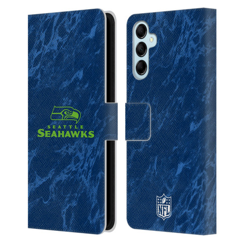 NFL Seattle Seahawks Graphics Coloured Marble Leather Book Wallet Case Cover For Samsung Galaxy M14 5G