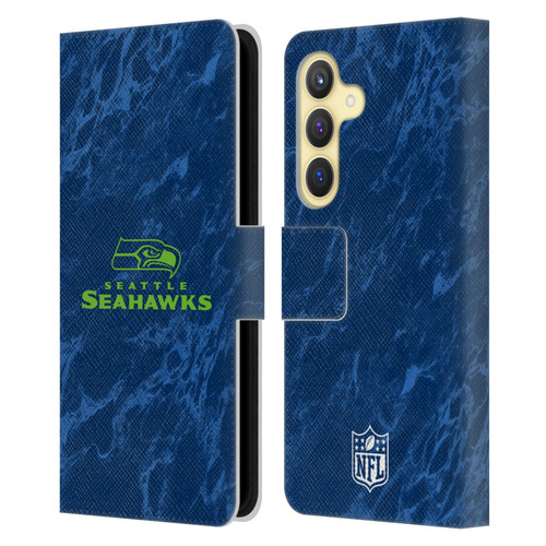 NFL Seattle Seahawks Graphics Coloured Marble Leather Book Wallet Case Cover For Samsung Galaxy S24 5G