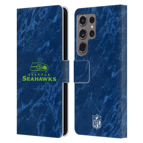 NFL Seattle Seahawks Graphics Coloured Marble Leather Book Wallet Case Cover For Samsung Galaxy S24 Ultra 5G