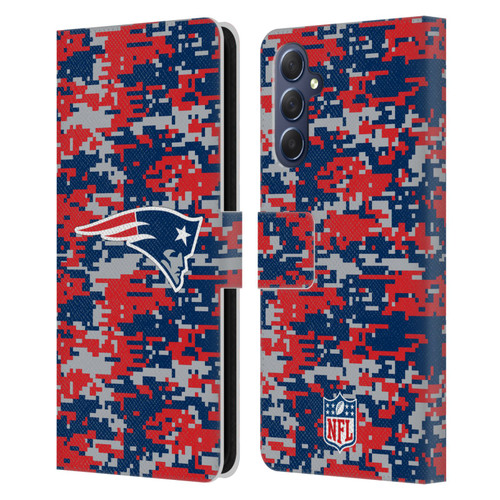 NFL New England Patriots Graphics Digital Camouflage Leather Book Wallet Case Cover For Samsung Galaxy M54 5G