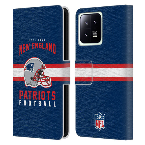 NFL New England Patriots Graphics Helmet Typography Leather Book Wallet Case Cover For Xiaomi 13 5G
