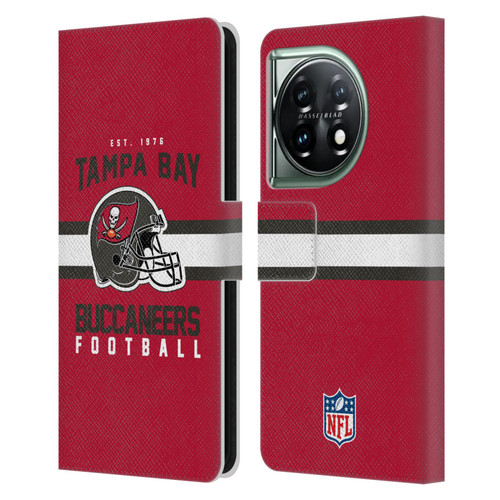 NFL Tampa Bay Buccaneers Graphics Helmet Typography Leather Book Wallet Case Cover For OnePlus 11 5G
