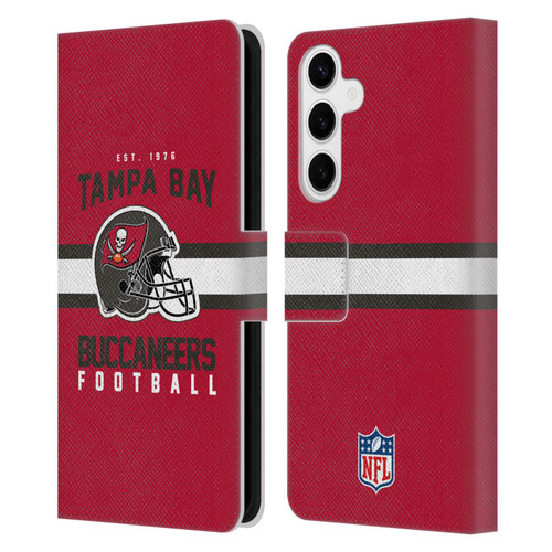 NFL Tampa Bay Buccaneers Graphics Helmet Typography Leather Book Wallet Case Cover For Samsung Galaxy S24+ 5G