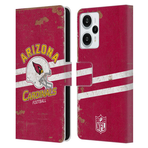 NFL Arizona Cardinals Logo Art Helmet Distressed Leather Book Wallet Case Cover For Xiaomi Redmi Note 12T