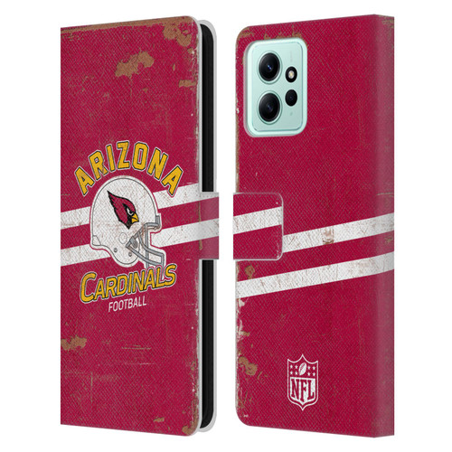NFL Arizona Cardinals Logo Art Helmet Distressed Leather Book Wallet Case Cover For Xiaomi Redmi 12