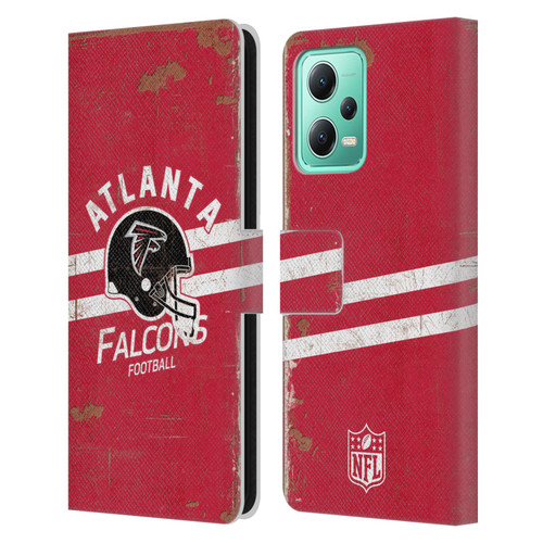 NFL Atlanta Falcons Logo Art Helmet Distressed Leather Book Wallet Case Cover For Xiaomi Redmi Note 12 5G