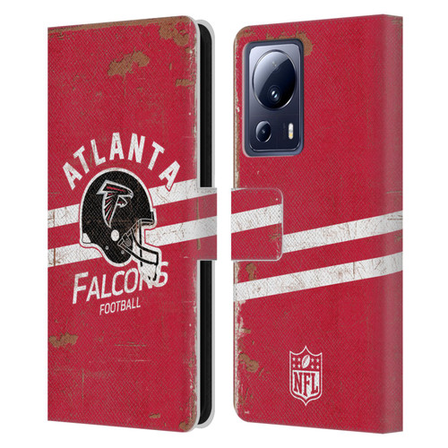 NFL Atlanta Falcons Logo Art Helmet Distressed Leather Book Wallet Case Cover For Xiaomi 13 Lite 5G