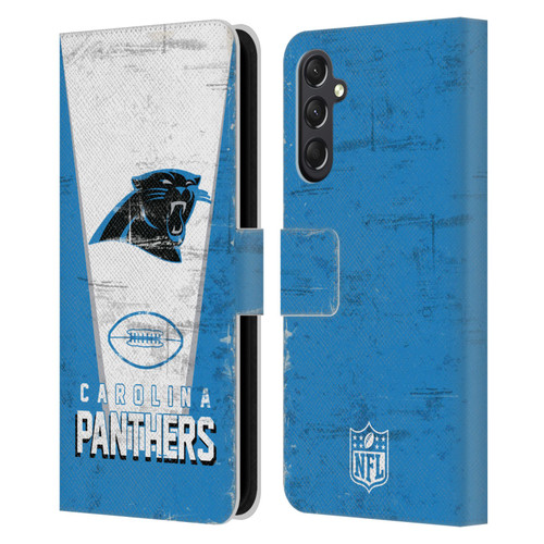 NFL Carolina Panthers Logo Art Banner Leather Book Wallet Case Cover For Samsung Galaxy A24 4G / M34 5G