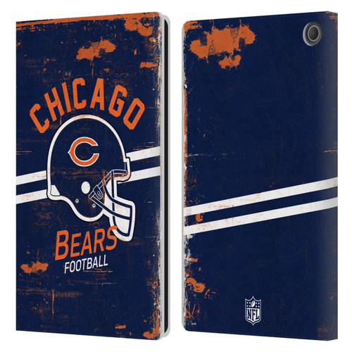 NFL Chicago Bears Logo Art Helmet Distressed Leather Book Wallet Case Cover For Amazon Fire Max 11 2023