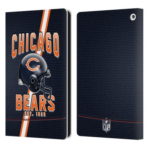 NFL Chicago Bears Logo Art Football Stripes Leather Book Wallet Case Cover For Amazon Fire HD 8/Fire HD 8 Plus 2020