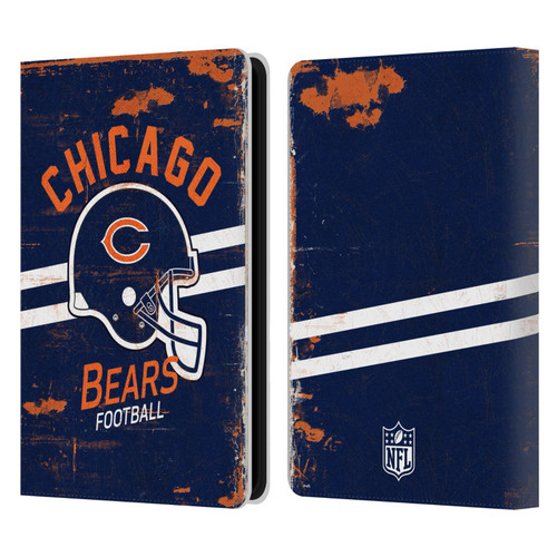NFL Chicago Bears Logo Art Helmet Distressed Leather Book Wallet Case Cover For Amazon Kindle Paperwhite 5 (2021)