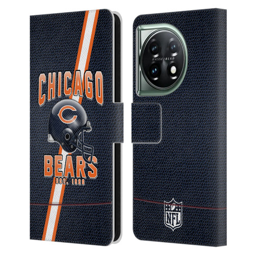 NFL Chicago Bears Logo Art Football Stripes Leather Book Wallet Case Cover For OnePlus 11 5G