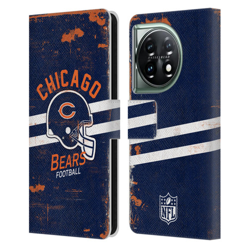 NFL Chicago Bears Logo Art Helmet Distressed Leather Book Wallet Case Cover For OnePlus 11 5G