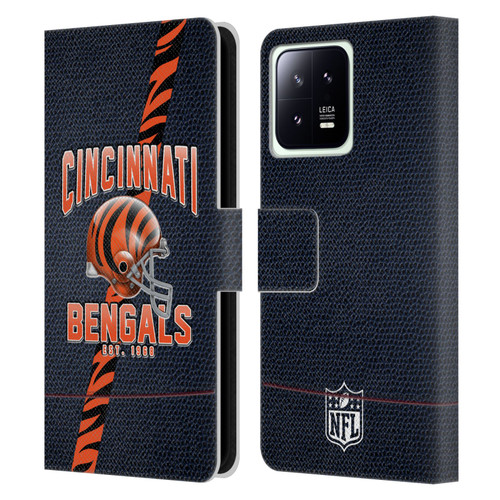 NFL Cincinnati Bengals Logo Art Football Stripes Leather Book Wallet Case Cover For Xiaomi 13 5G