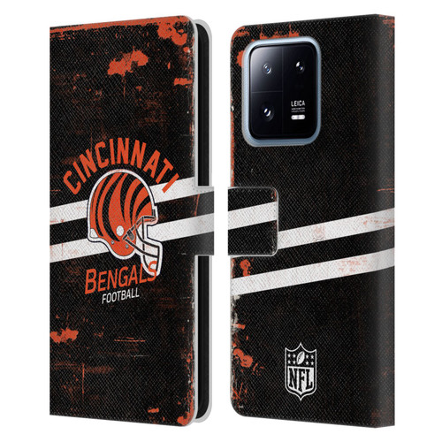 NFL Cincinnati Bengals Logo Art Helmet Distressed Leather Book Wallet Case Cover For Xiaomi 13 Pro 5G