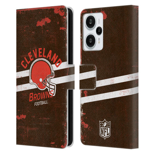 NFL Cleveland Browns Logo Art Helmet Distressed Leather Book Wallet Case Cover For Xiaomi Redmi Note 12T