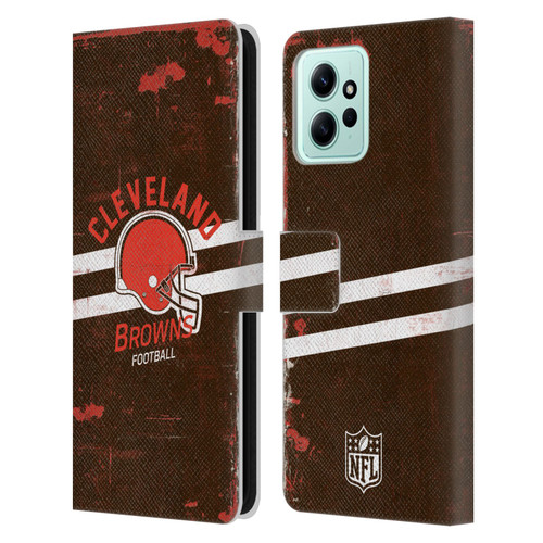 NFL Cleveland Browns Logo Art Helmet Distressed Leather Book Wallet Case Cover For Xiaomi Redmi 12