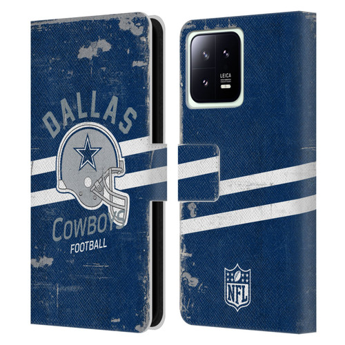 NFL Dallas Cowboys Logo Art Helmet Distressed Leather Book Wallet Case Cover For Xiaomi 13 5G