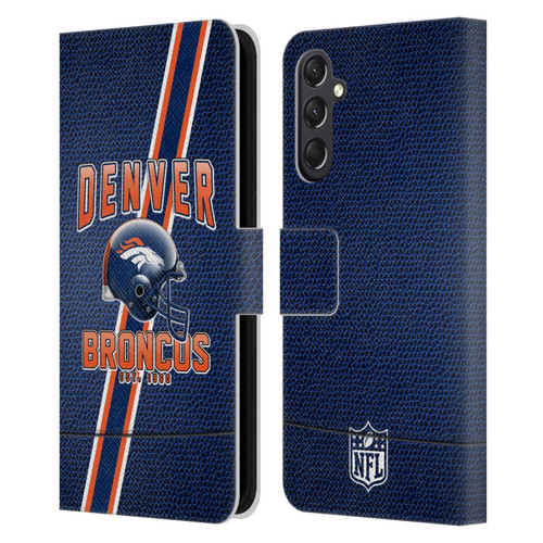 NFL Denver Broncos Logo Art Football Stripes Leather Book Wallet Case Cover For Samsung Galaxy A24 4G / M34 5G