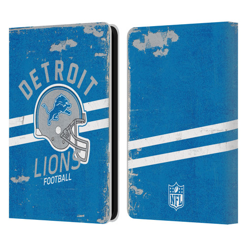 NFL Detroit Lions Logo Art Helmet Distressed Leather Book Wallet Case Cover For Amazon Kindle 11th Gen 6in 2022
