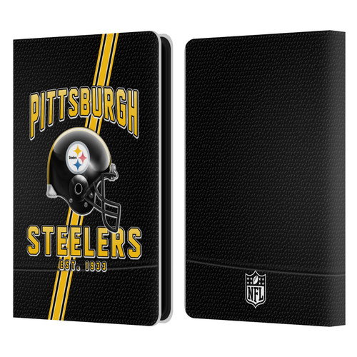 NFL Pittsburgh Steelers Logo Art Football Stripes Leather Book Wallet Case Cover For Amazon Kindle Paperwhite 5 (2021)