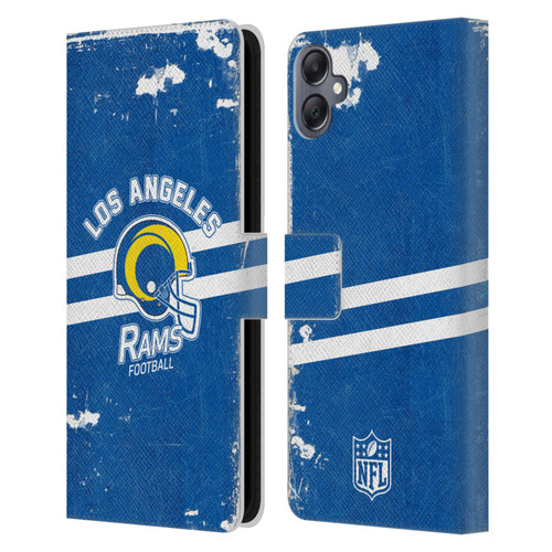 NFL Los Angeles Rams Logo Art Helmet Distressed Look 100th Leather Book Wallet Case Cover For Samsung Galaxy A05