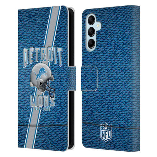 NFL Detroit Lions Logo Art Football Stripes Leather Book Wallet Case Cover For Samsung Galaxy M14 5G