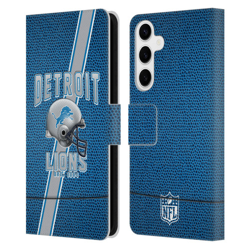NFL Detroit Lions Logo Art Football Stripes Leather Book Wallet Case Cover For Samsung Galaxy S24+ 5G