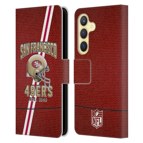 NFL San Francisco 49ers Logo Art Football Stripes Leather Book Wallet Case Cover For Samsung Galaxy S24 5G