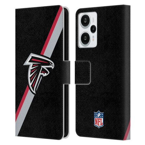 NFL Atlanta Falcons Logo Stripes Leather Book Wallet Case Cover For Xiaomi Redmi Note 12T