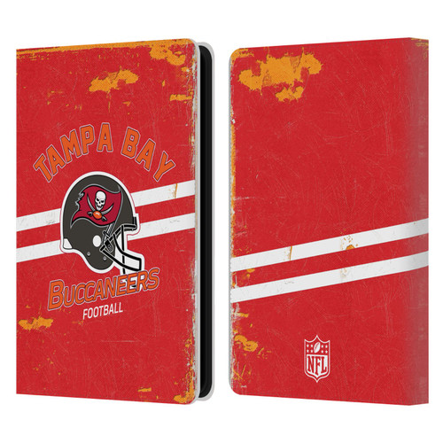 NFL Tampa Bay Buccaneers Logo Art Helmet Distressed Leather Book Wallet Case Cover For Amazon Kindle Paperwhite 5 (2021)
