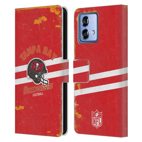 NFL Tampa Bay Buccaneers Logo Art Helmet Distressed Leather Book Wallet Case Cover For Motorola Moto G84 5G