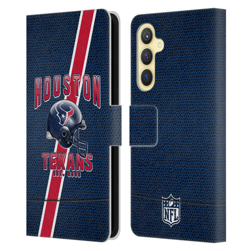 NFL Houston Texans Logo Art Football Stripes Leather Book Wallet Case Cover For Samsung Galaxy S23 FE 5G