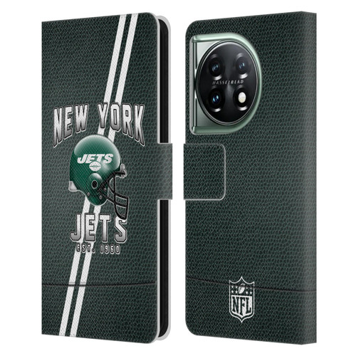 NFL New York Jets Logo Art Football Stripes Leather Book Wallet Case Cover For OnePlus 11 5G