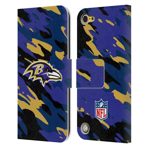 NFL Baltimore Ravens Logo Camou Leather Book Wallet Case Cover For Apple iPod Touch 5G 5th Gen