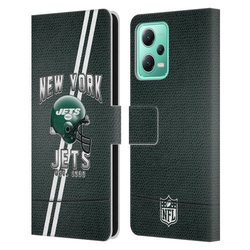 NFL New York Jets Logo Art Football Stripes Leather Book Wallet Case Cover For Xiaomi Redmi Note 12 5G