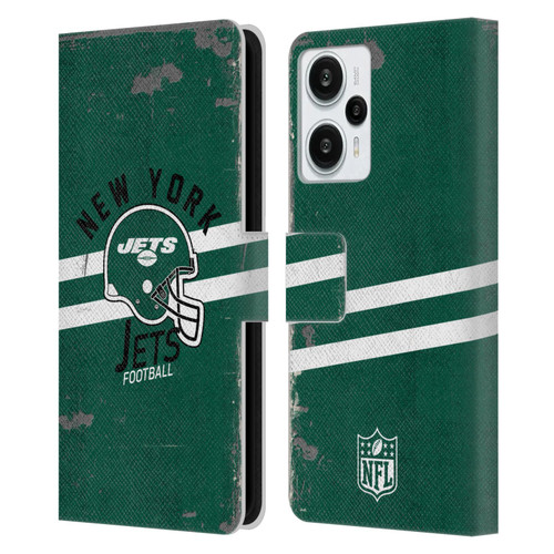 NFL New York Jets Logo Art Helmet Distressed Leather Book Wallet Case Cover For Xiaomi Redmi Note 12T
