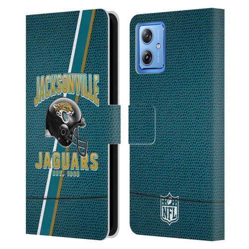 NFL Jacksonville Jaguars Logo Art Football Stripes Leather Book Wallet Case Cover For Motorola Moto G54 5G