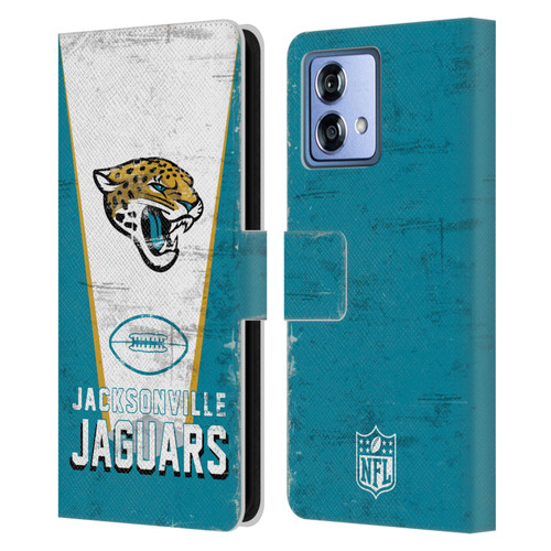 NFL Jacksonville Jaguars Logo Art Banner Leather Book Wallet Case Cover For Motorola Moto G84 5G