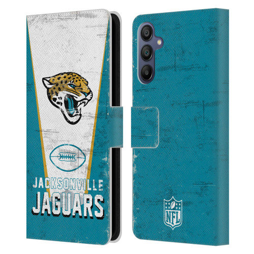 NFL Jacksonville Jaguars Logo Art Banner Leather Book Wallet Case Cover For Samsung Galaxy A15