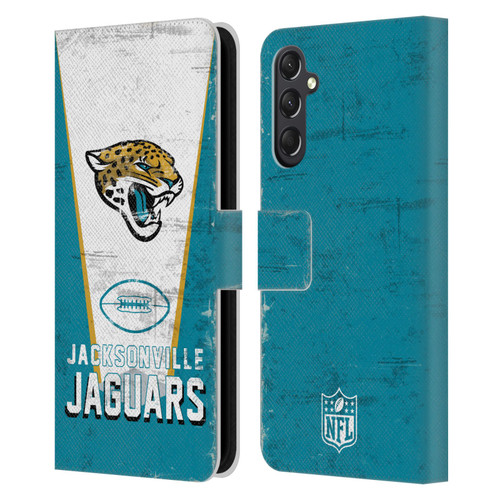 NFL Jacksonville Jaguars Logo Art Banner Leather Book Wallet Case Cover For Samsung Galaxy A24 4G / M34 5G