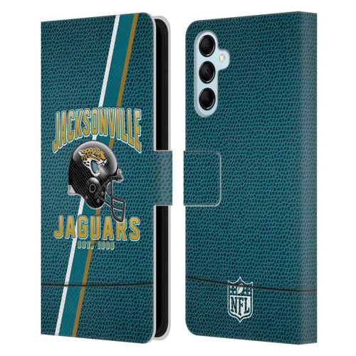 NFL Jacksonville Jaguars Logo Art Football Stripes Leather Book Wallet Case Cover For Samsung Galaxy M14 5G