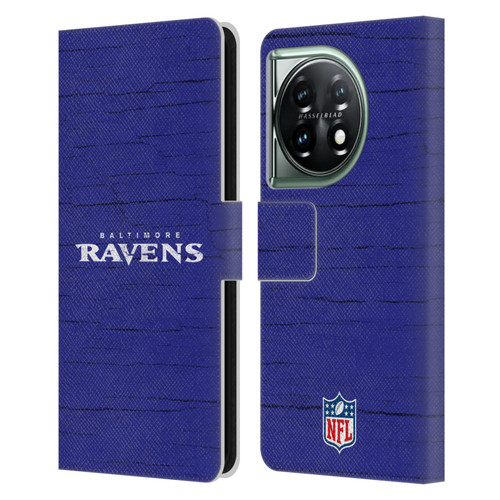 NFL Baltimore Ravens Logo Distressed Look Leather Book Wallet Case Cover For OnePlus 11 5G