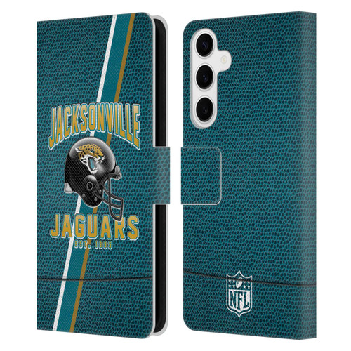 NFL Jacksonville Jaguars Logo Art Football Stripes Leather Book Wallet Case Cover For Samsung Galaxy S24+ 5G