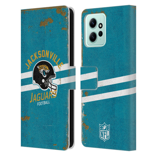 NFL Jacksonville Jaguars Logo Art Helmet Distressed Leather Book Wallet Case Cover For Xiaomi Redmi 12